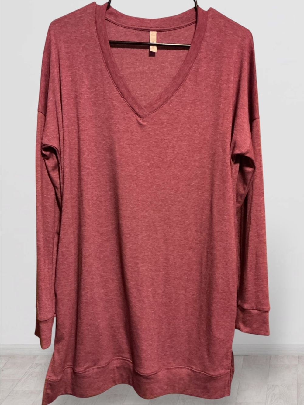 🌺WISHLIST V NECK SIDE SPLITS SWEATSHIRT DRESS-Berry